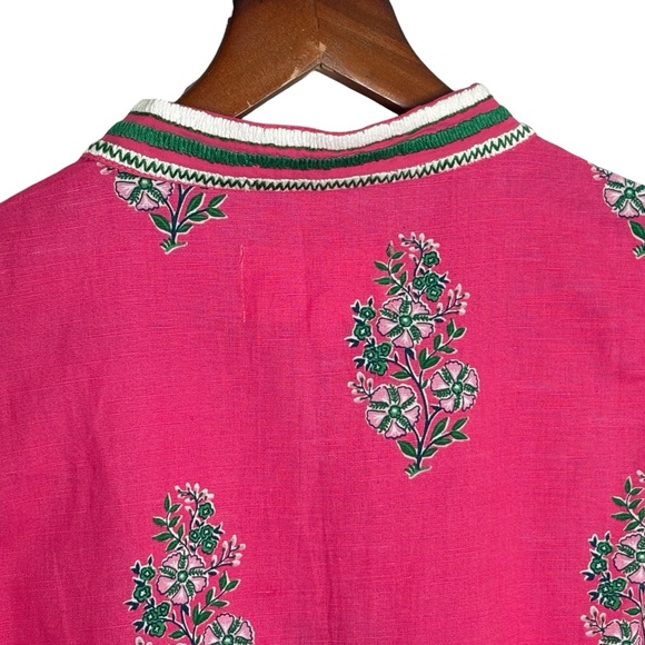 NWT Printfresh Ocean View Shift Dress Size S Pink Bouquet Blossoms Linen Blend - Picture 8 of 14